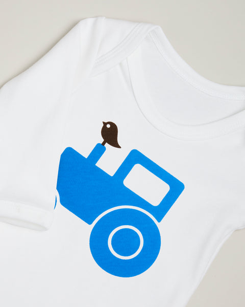 Blue Tractor Long Sleeve Bodysuit