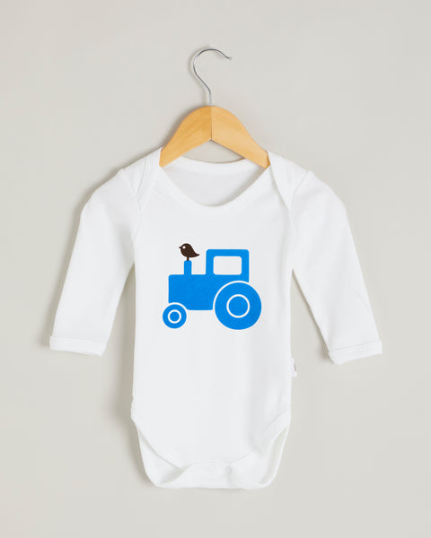 Blue Tractor Long Sleeve Bodysuit