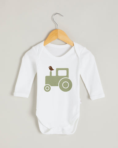 Green Tractor Long Sleeve Bodysuit