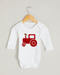 Red Tractor Long Sleeve Bodysuit