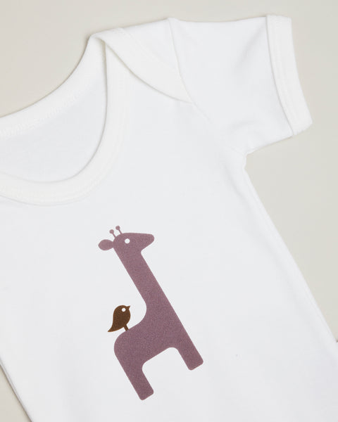 Purple Giraffe Short Sleeve Bodysuit