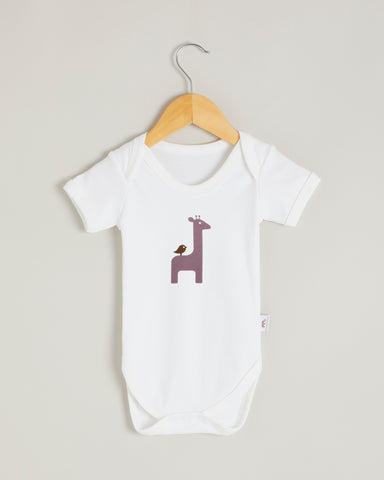 Purple Giraffe Short Sleeve Bodysuit