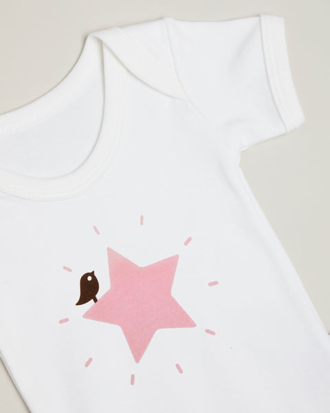 Pink Star Short Sleeve Bodysuit