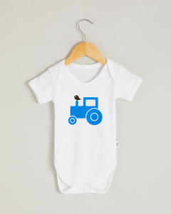 Blue Tractor Short Sleeve Bodysuit