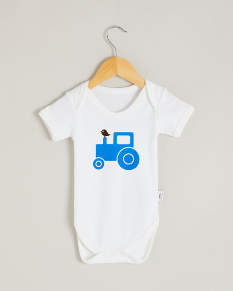 Blue Tractor Short Sleeve Bodysuit