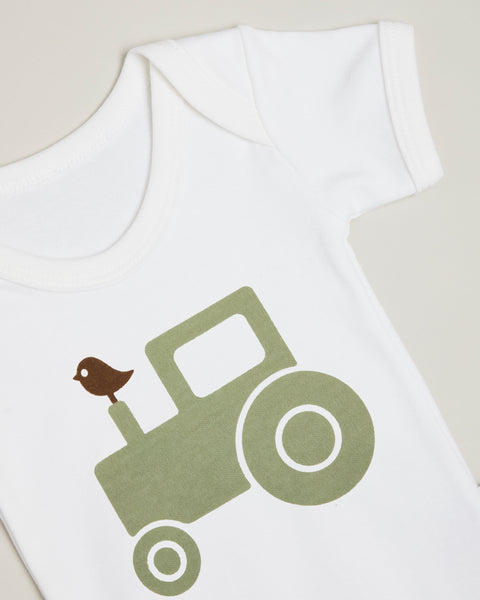 Green Tractor Short Sleeve Bodysuit