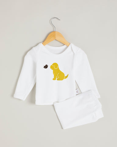 Yellow Puppy Long Sleeve Lounge Set