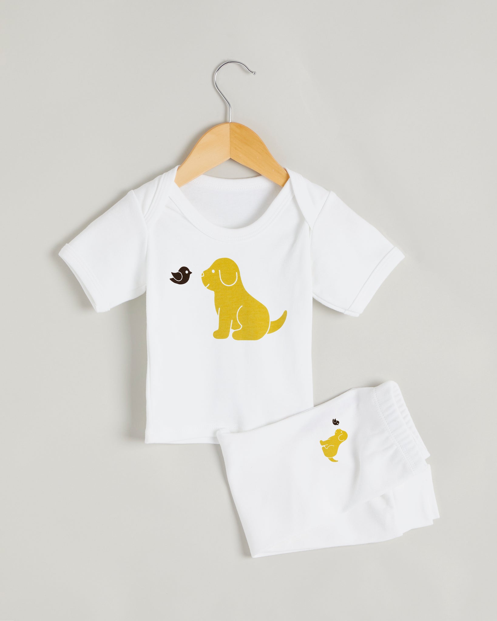 Yellow Puppy Short Sleeve Lounge Set