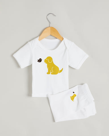 Yellow Puppy Short Sleeve Lounge Set