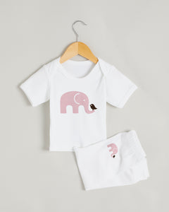 Pink Elephant Short Sleeve Lounge Set