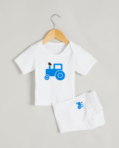 Blue Tractor Short Sleeve Lounge Set