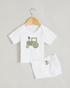 Green Tractor Short Sleeve Lounge Set