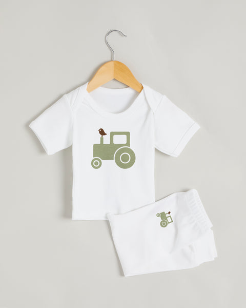 Green Tractor Short Sleeve Lounge Set