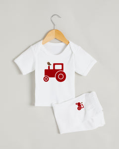 Red Tractor Short Sleeve Lounge Set